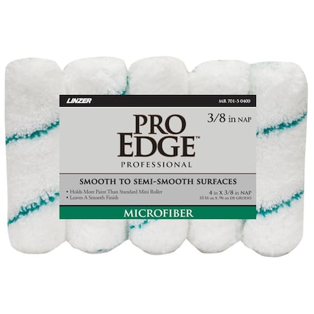 Linzer Linzer Pro Edge Microfiber 4 in. W X 3/8 in. Mini Paint Roller Cover 5 pk MR 701-5 0400
